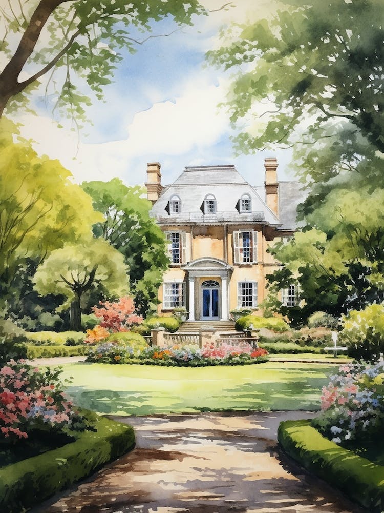 Longue Vue House And Gardens Usa Watercolour 