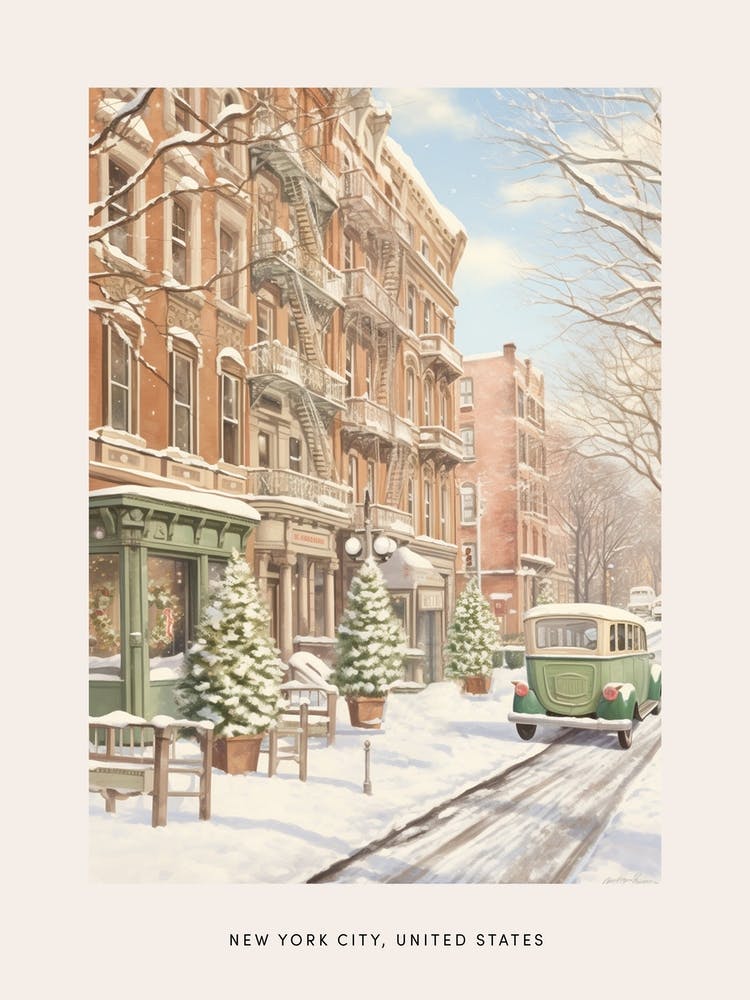 Vintage Winterplakat New York City USA 3
