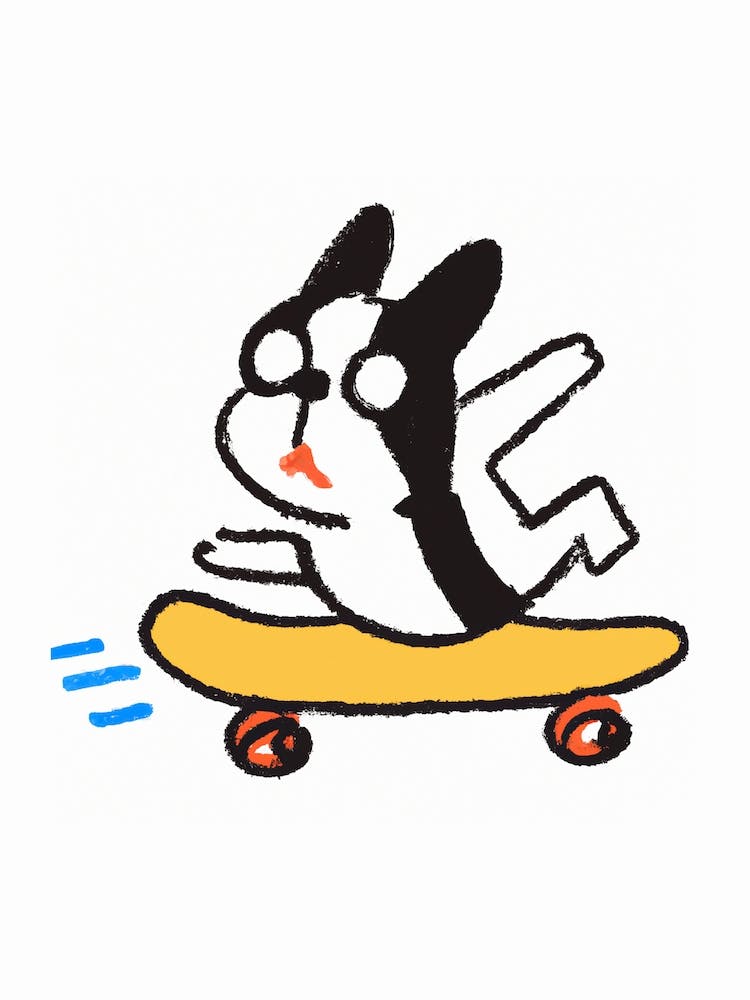 Kawaii Pug Dog On A Skateboard