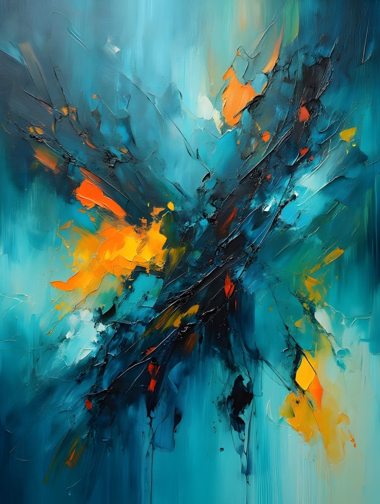 Abstract Painting Featuring Blue And Orange