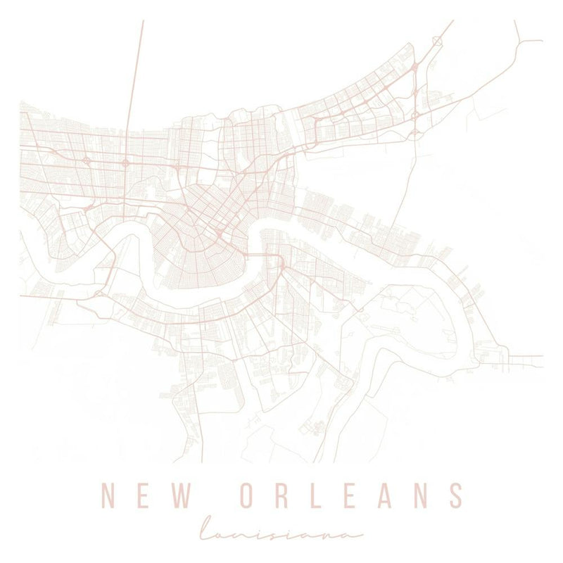 New Orelans Louisiana Light Pink Minimal Street Map Square