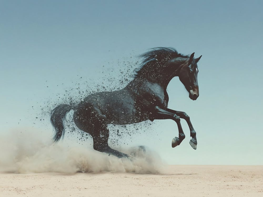 Black Horse In The Desert