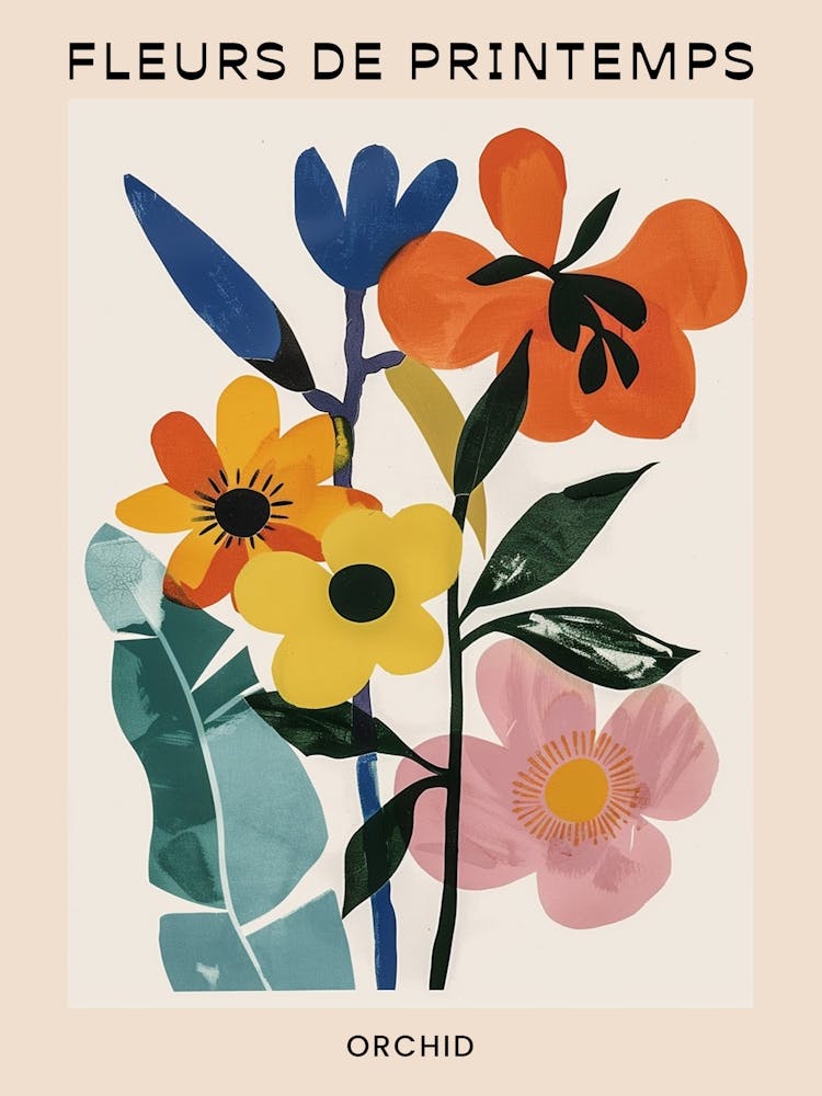 Spring Floral French Poster  Orchid 3