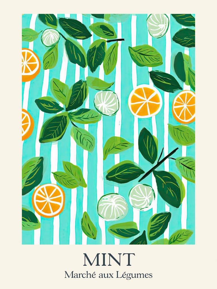 Marche Aux Legumes Mint Summer Illustration 10