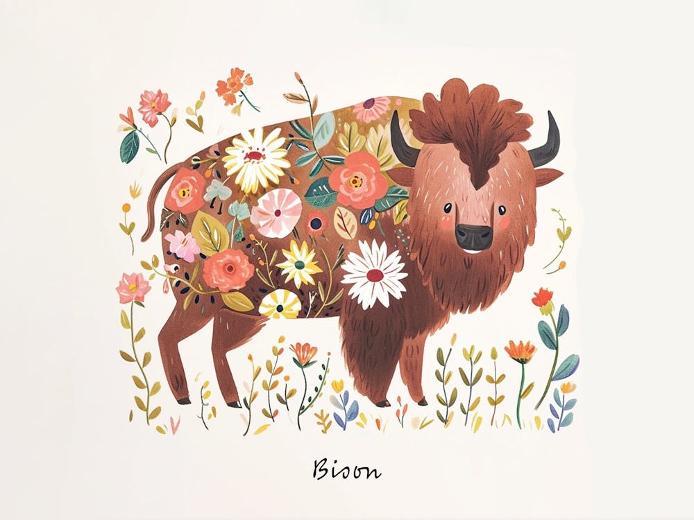 Little Floral Bison 3 Poster