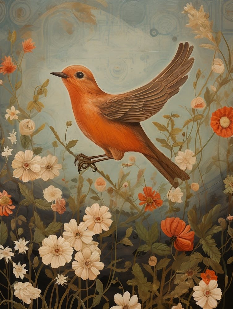 European Robin 1 Detailed Bird Painting