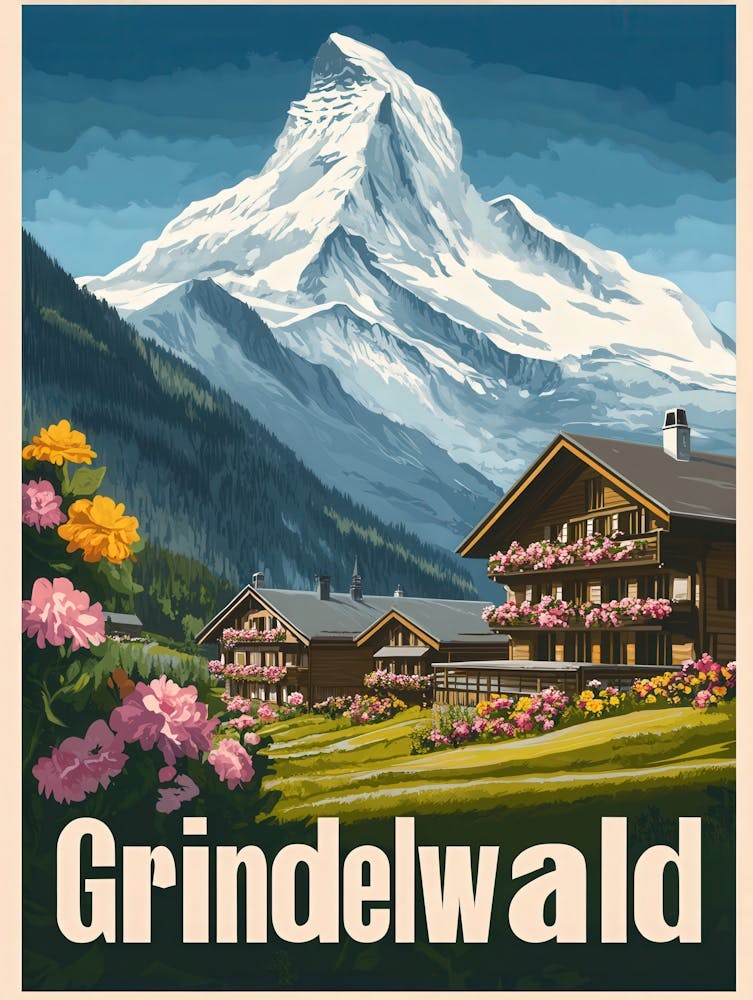 Aihrgdesign A Retro Travel Poster For Grindelwald Featuring A 3887fa3d 9feb 4a51 Bcc3 9d9bd39cfa4c 1
