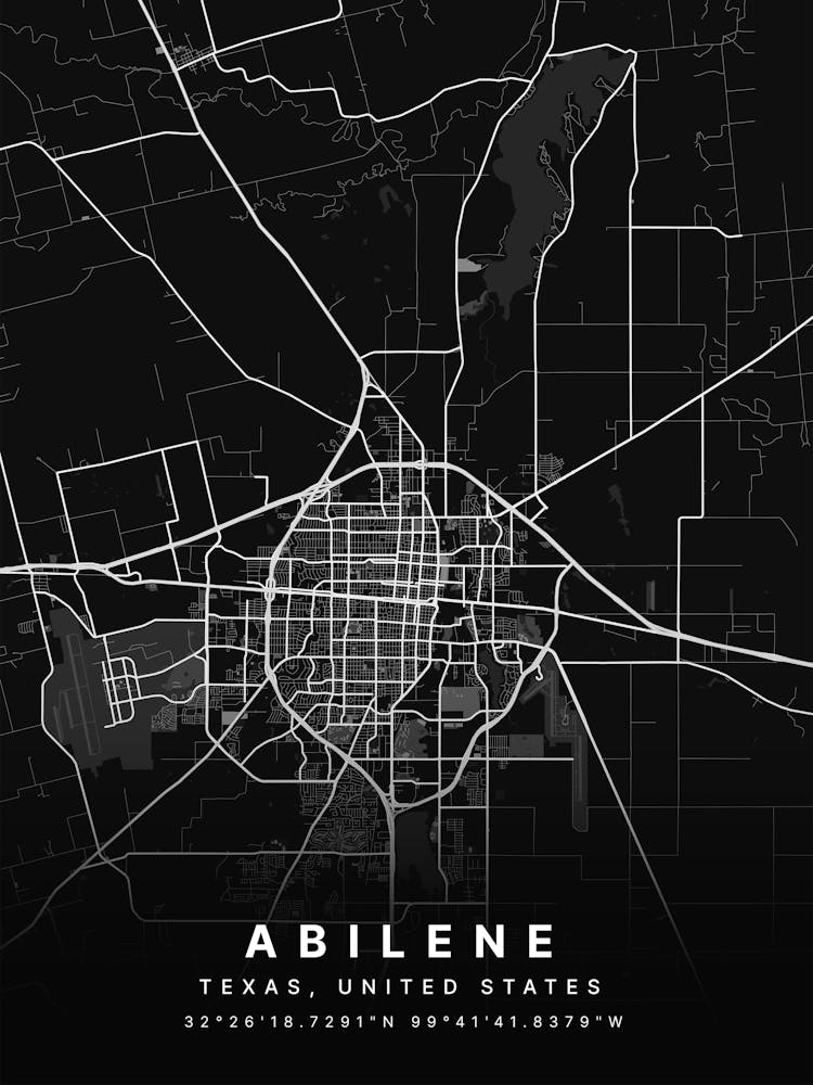 Abilene Texas United States Black Map