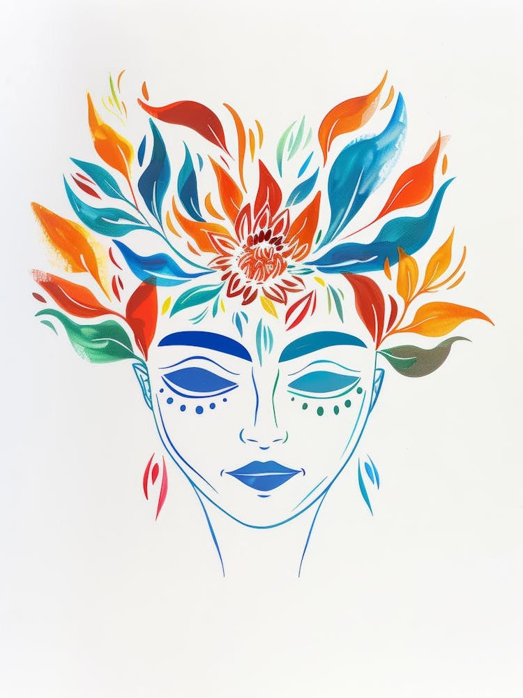 Woman With Flowers On Her Head 16