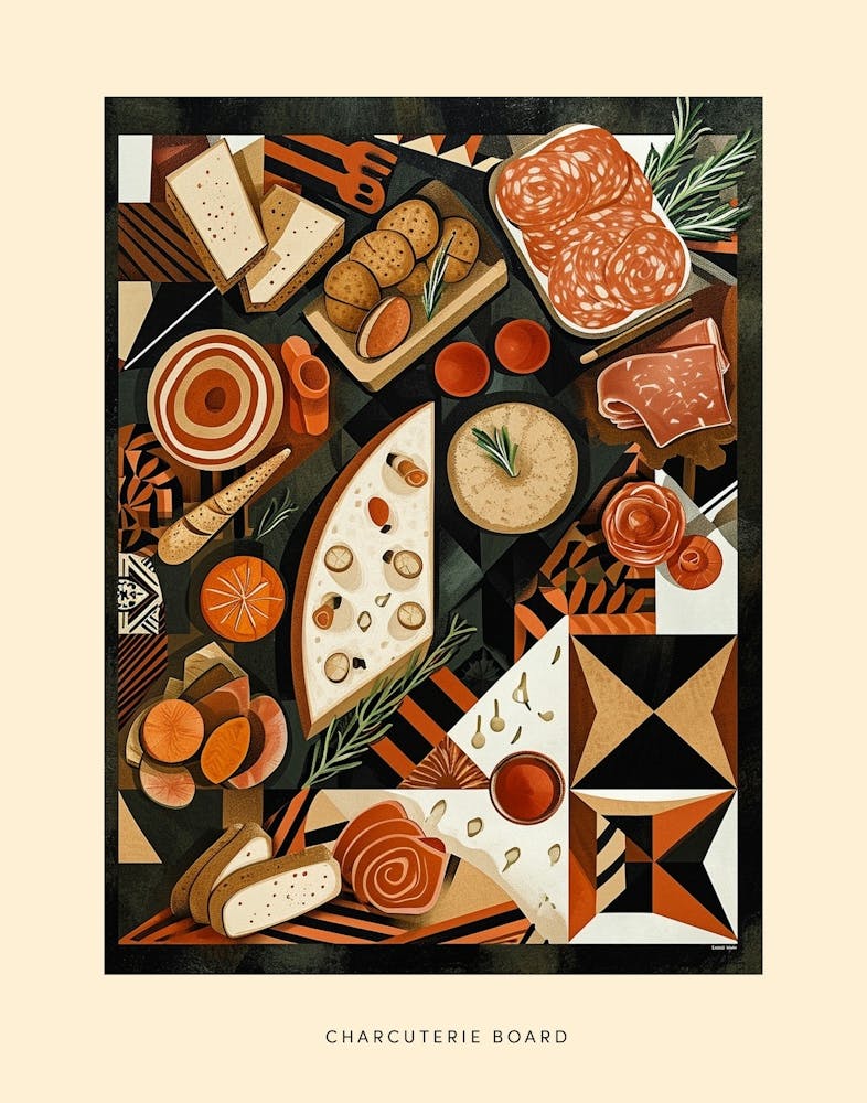 Charcuterie Board Art Deco Poster