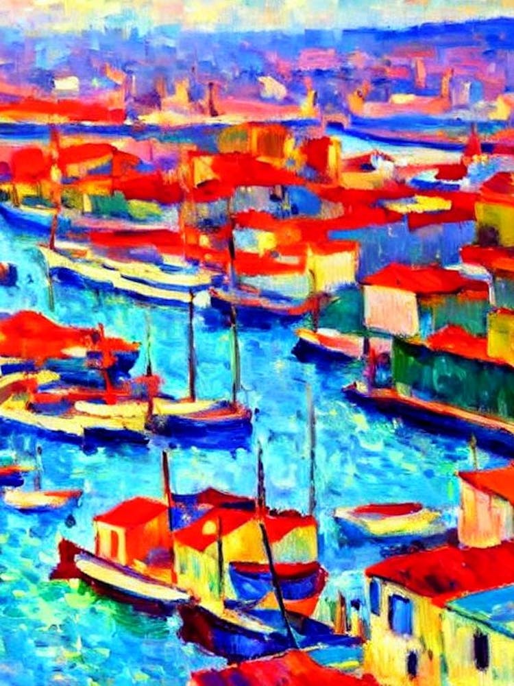 Port Of Izmir Turkey Brushwork Painting harbour