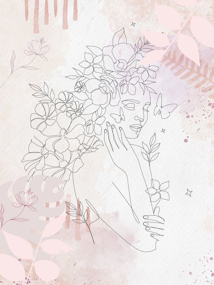 Portrait de Femme Rose – Botanique Muguet