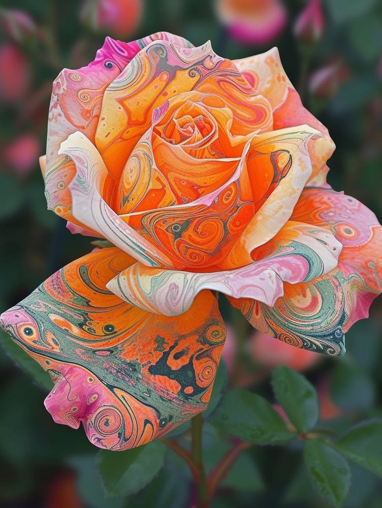 English Roses Painting Abstract Swirl 4