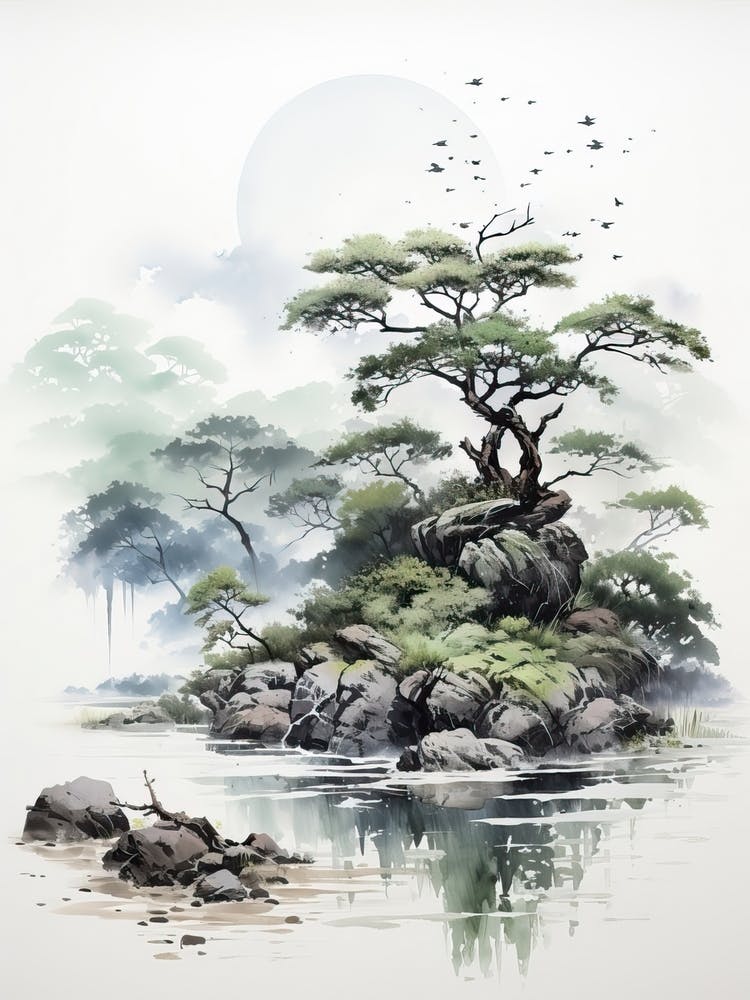 Ishigaki Island In Okinawa, Japanese Brush Painting, Ukiyo E, Minimal 4