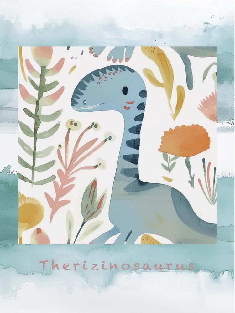 Cute Muted Therizinosaurus Dinosaur 3 Poster