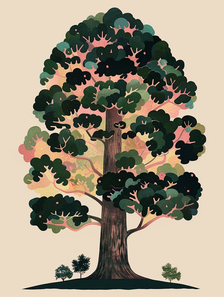 Sequoia Tree Colourful Illustration 4