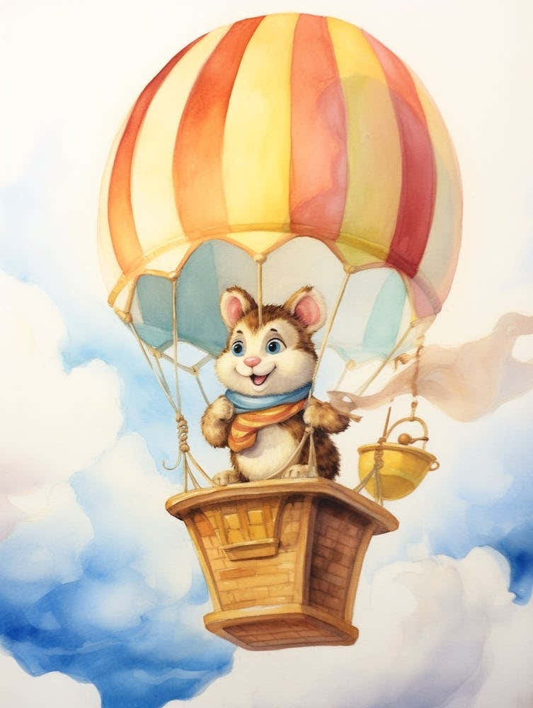 Baby Chipmunk 2 In A Hot Air Balloon