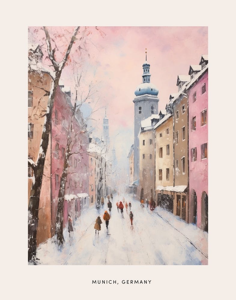 Dreamy Winter Painting Poster Munich Germany 4