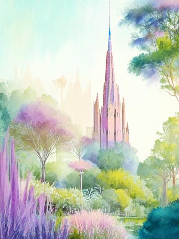 Bok Tower Gardens, 2, Usa Pastel Watercolour