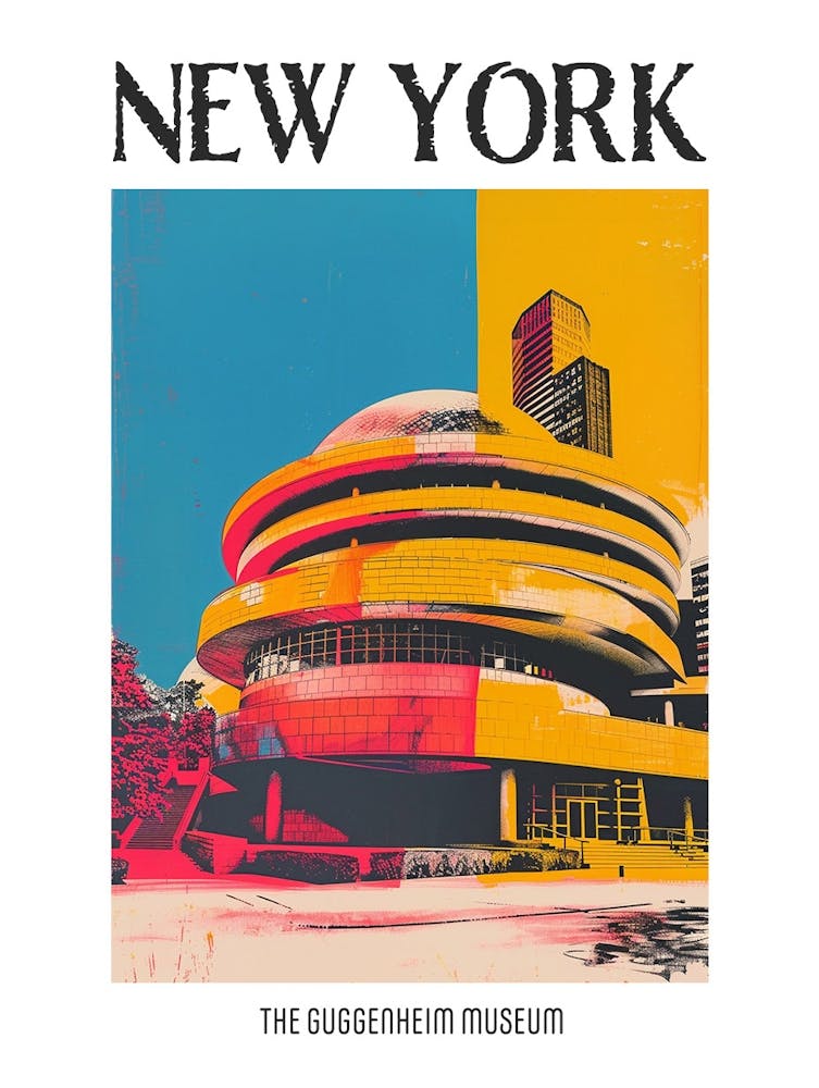 The Guggenheim Museum New York Colourful Silkscreen Illustration 3 Poster
