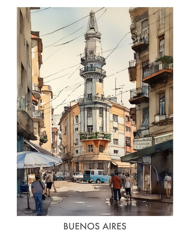 Buenos Aires Watercolor 1 Travel Poster