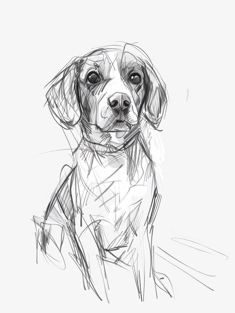Minimalist Beagle Dog Charcoal Line 2