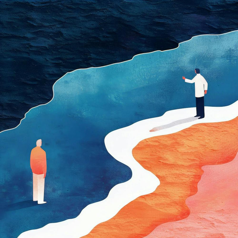 Illustration Of Two People Standing On The Beach
