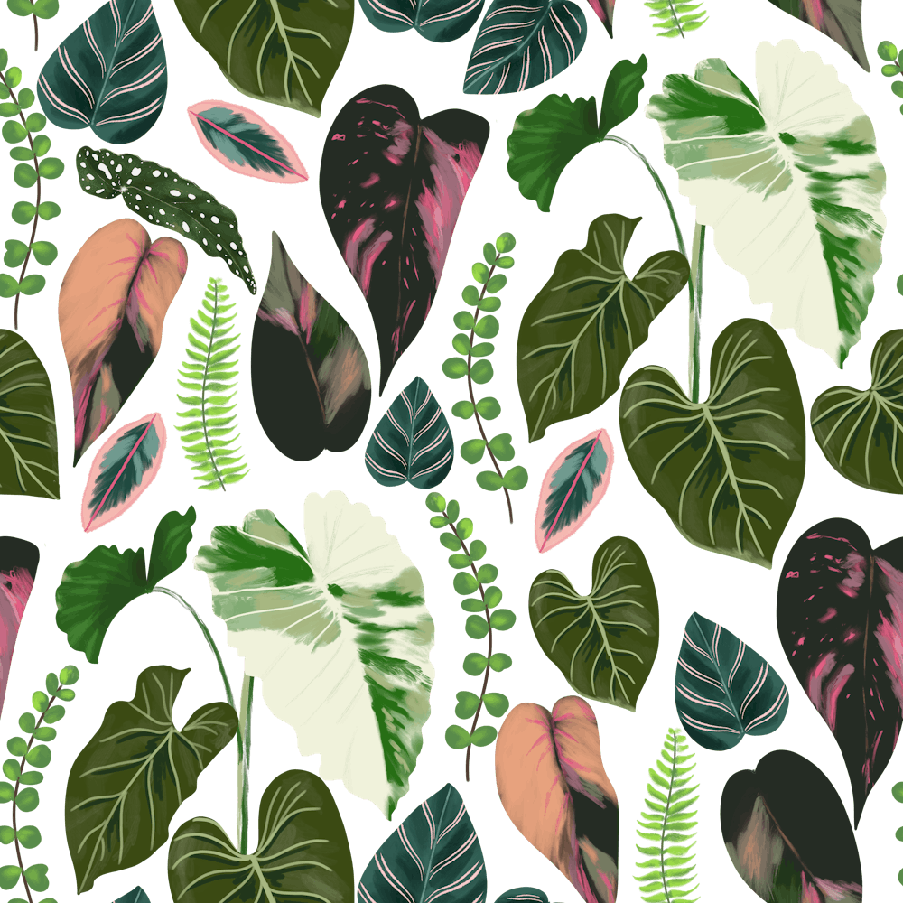 Tropical Leaves White