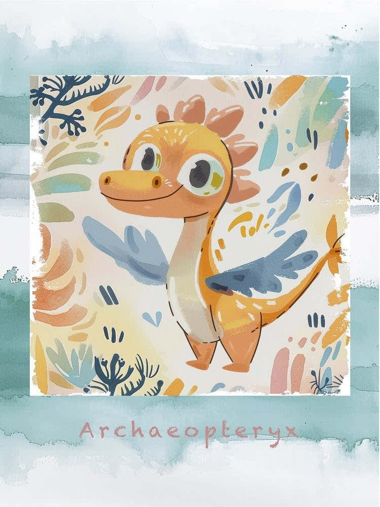 Archaeopteryx Dinosaur Muted Pastels Pattern 2 Poster