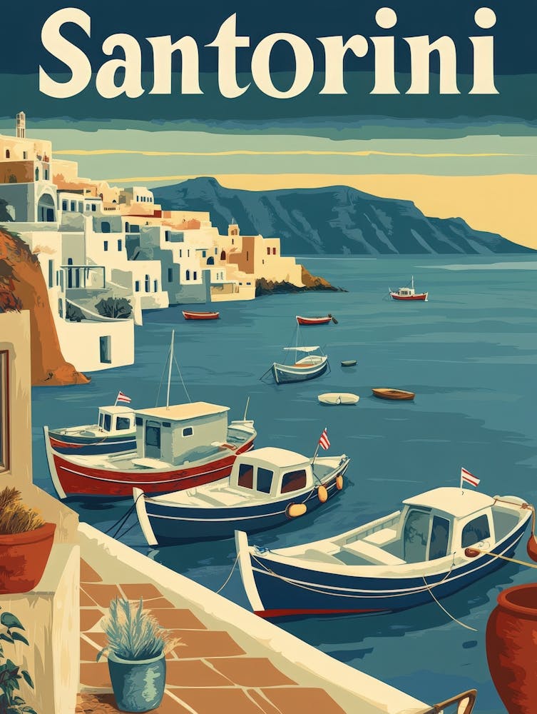 Aihrgdesign A Retro Travel Poster For Santorini Featuring A C F0a0142c 5c80 4c18 B4c1 70b753e94b60 0