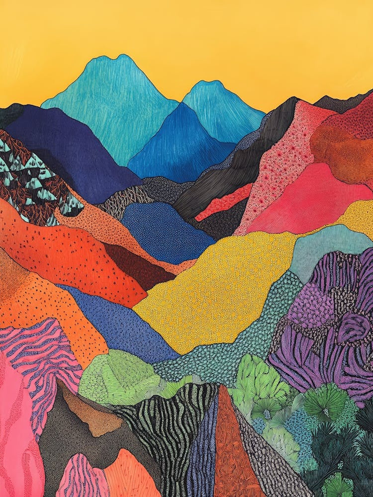 Colourful Mountain Illustration Poster 25