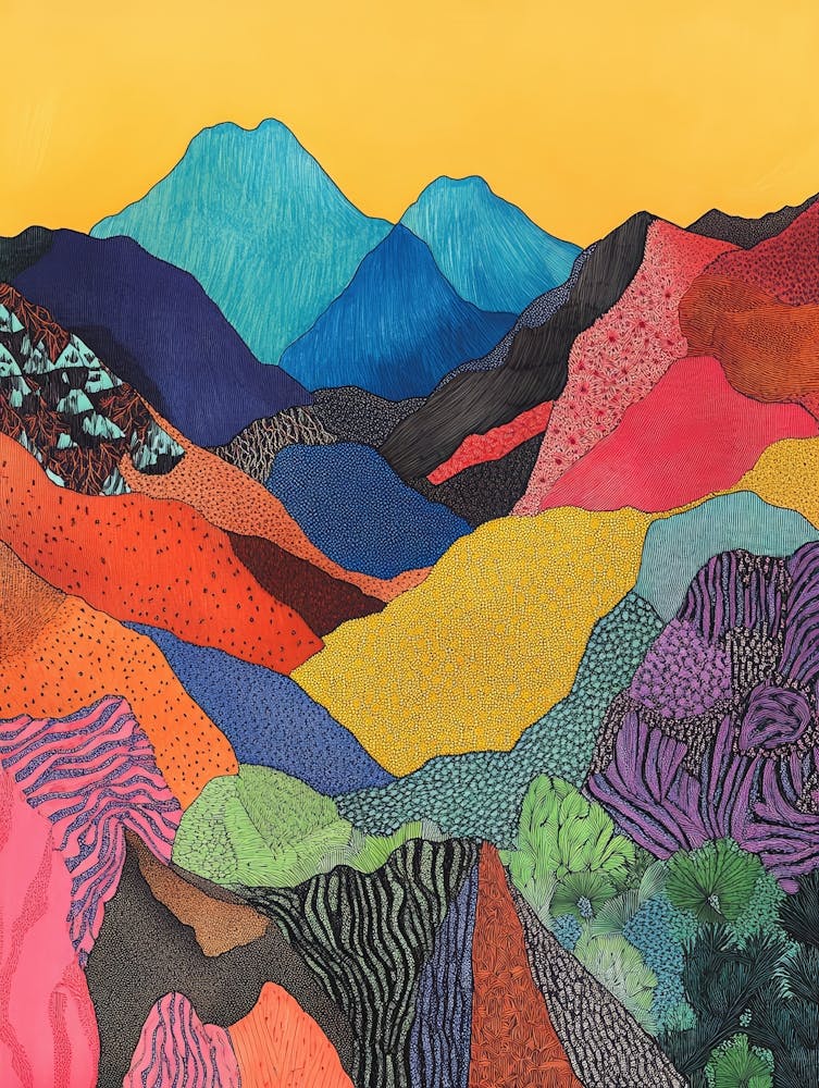 Colourful Mountain Illustration Poster 25