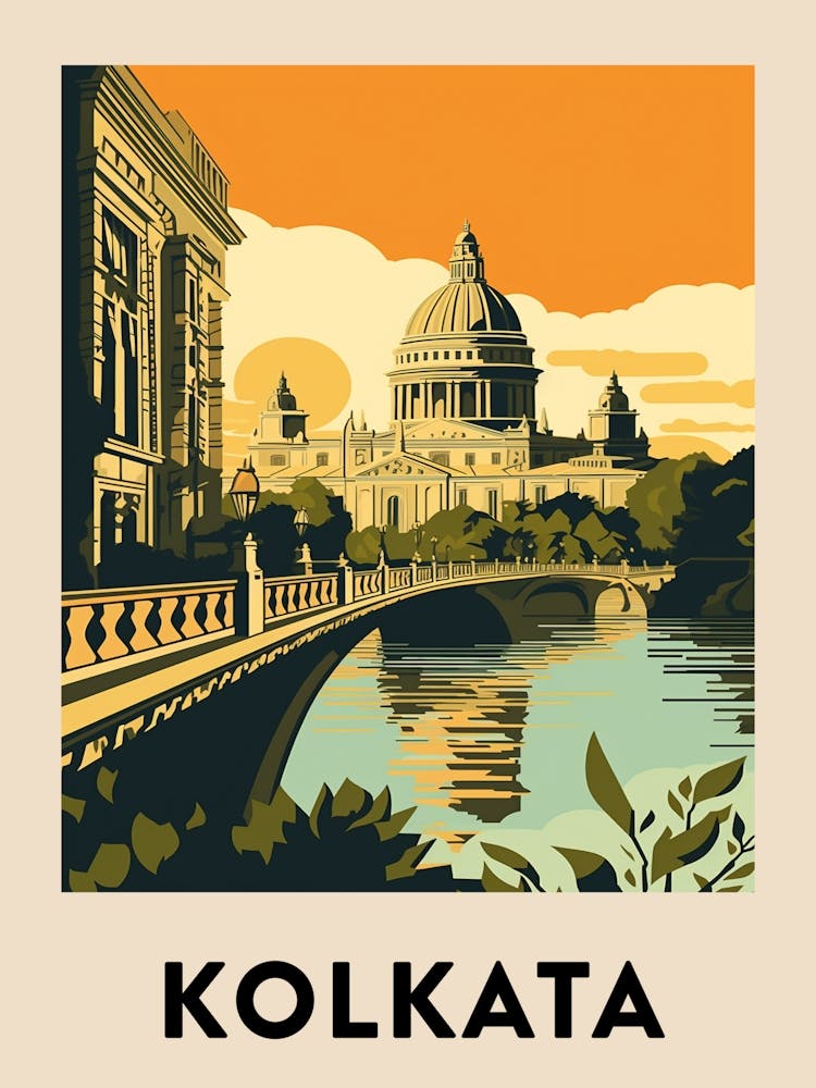 Kolkata 3 Vintage Travel Poster