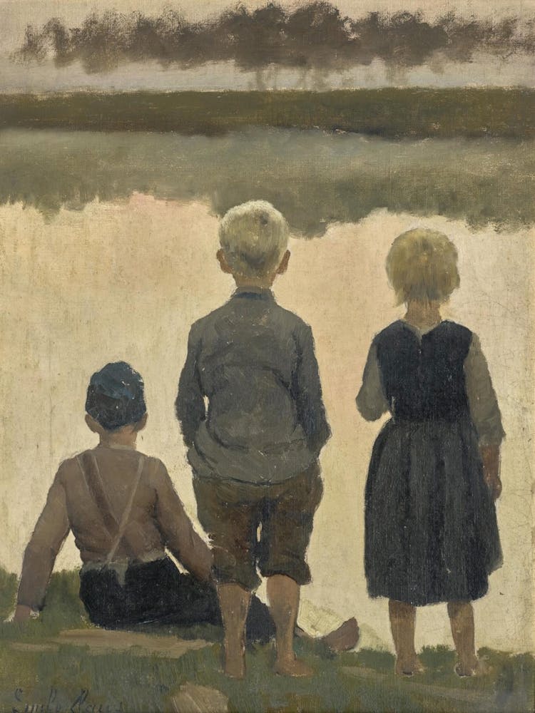Three Children At The Lake 1