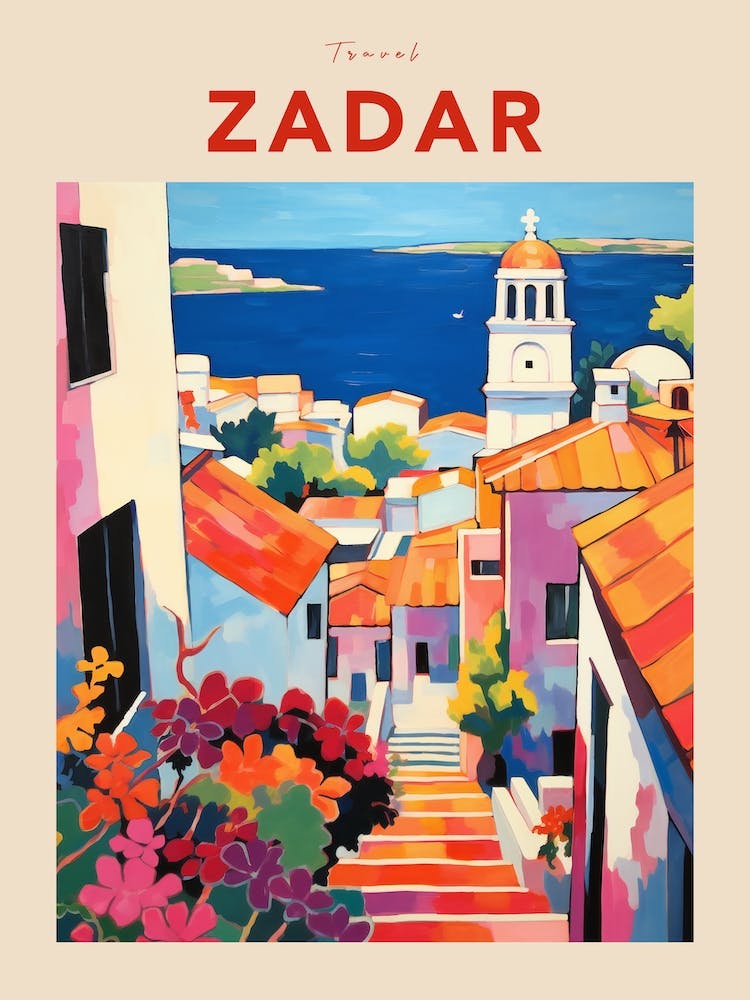 Zadar Croatia 3 Fauvist Travel Poster