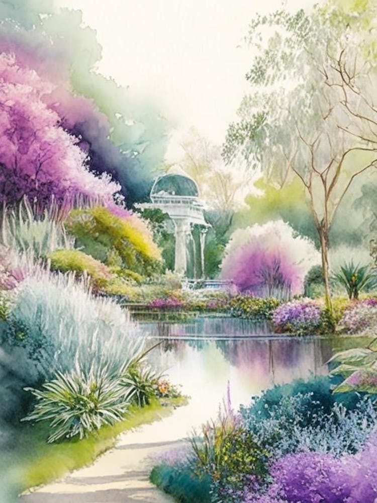 Birmingham Botanical Gardens, 2, Usa Pastel Watercolour