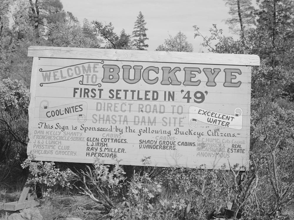 Sign At City Limits Of Buckeye, Shasta County, California, This Is An Old Town, Now Become A Boom Town, Because