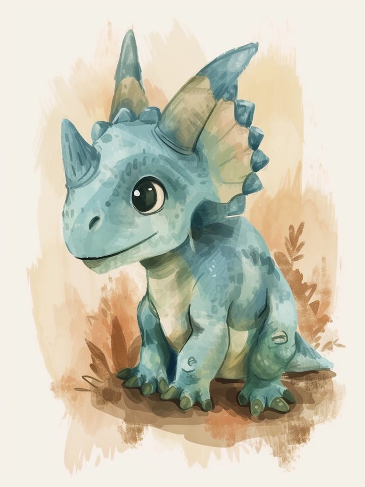 Cute Protoceratops Dinosaur Watercolour 2