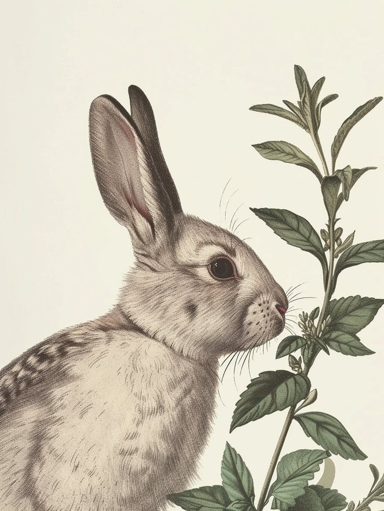 Florida White Blockprint Rabbit Illustration 6