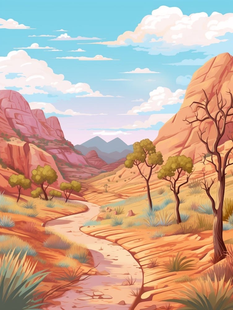 Larapinta Trail Australia Hike Illustration