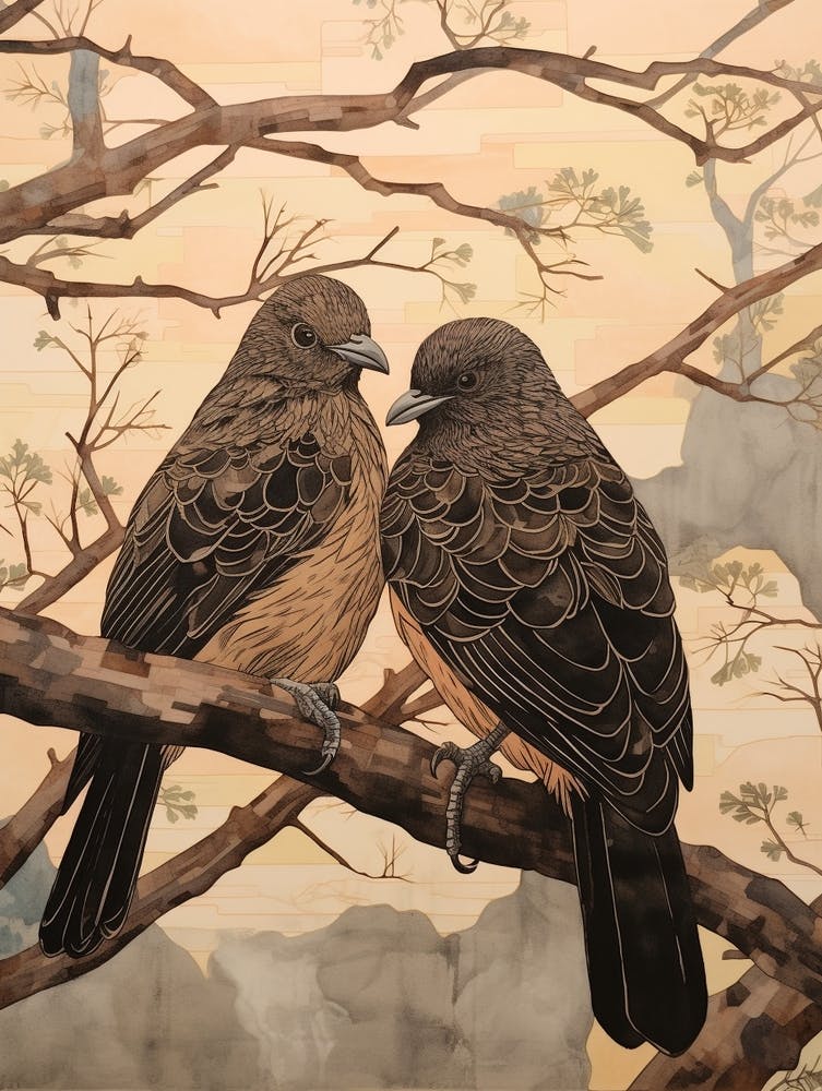 Art Nouveau Birds Poster Pigeon 1