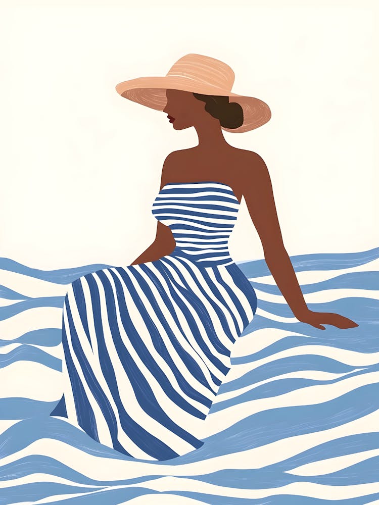 Woman In A Striped Dress