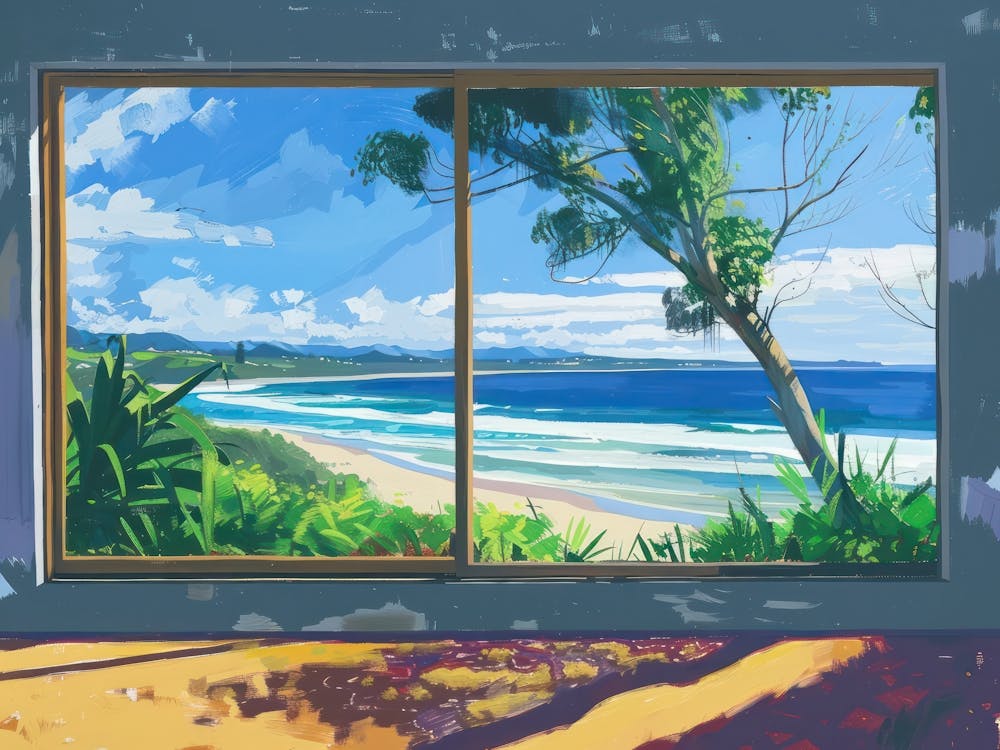 Byron Bay From The Window View Painting 2