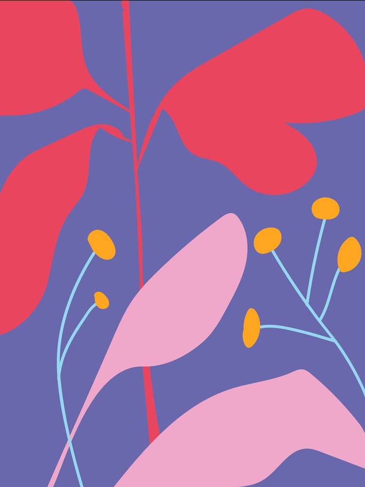 Bunte Blumen und Blätter