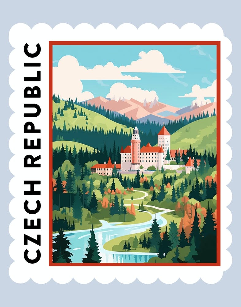 Czech Republic 1 Affiche Timbre de Voyage