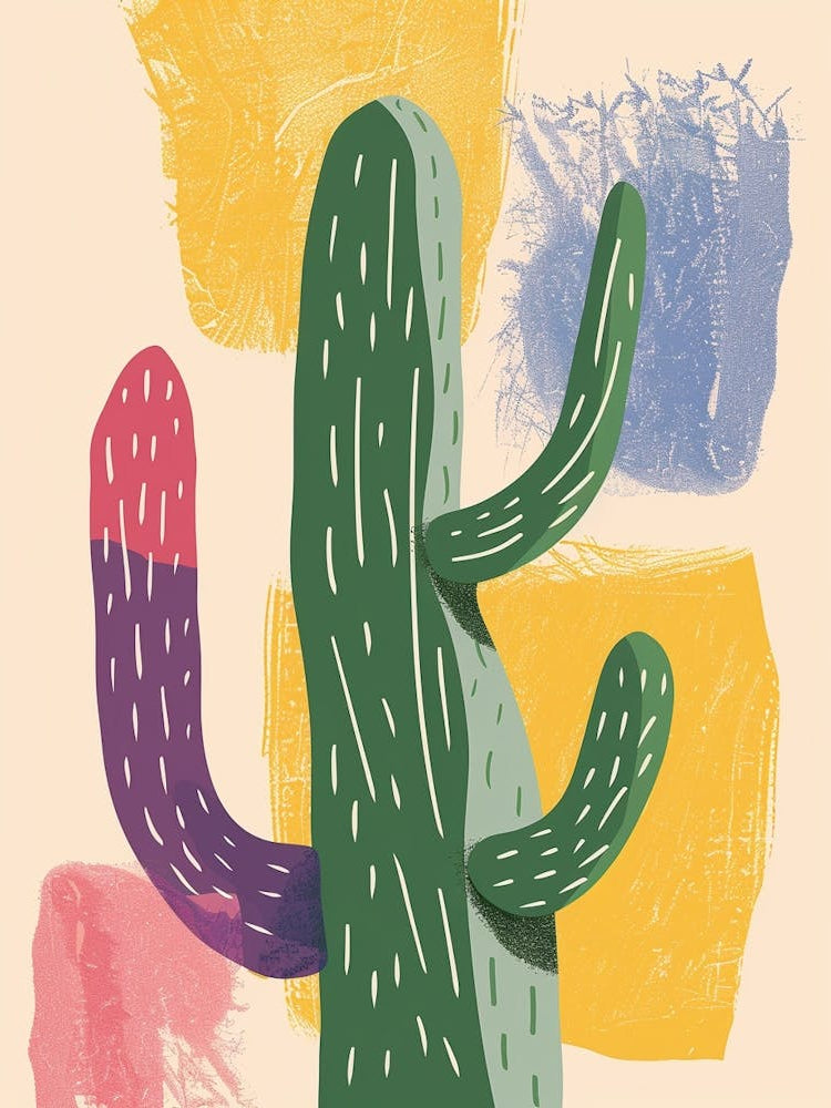 Rat Tail Cactus Minimalist Abstract Illustration 5