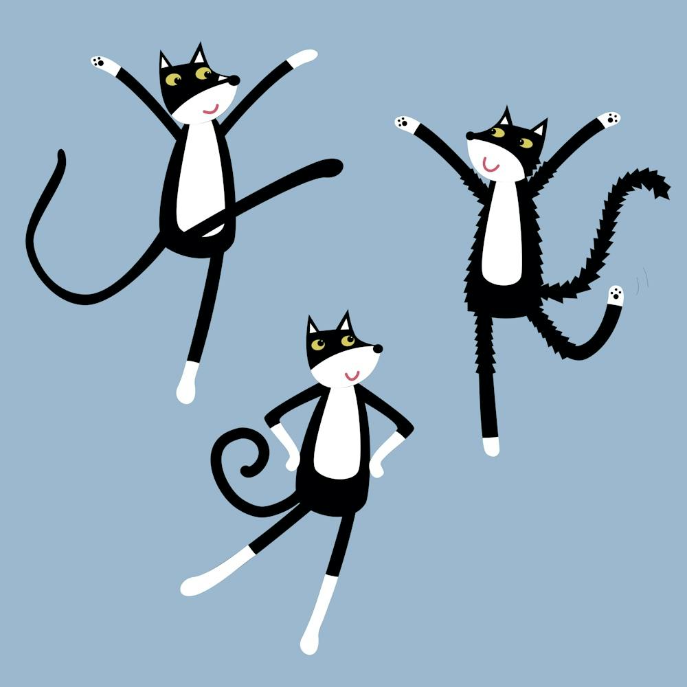 Dancing Black and White Tuxedo Cats
