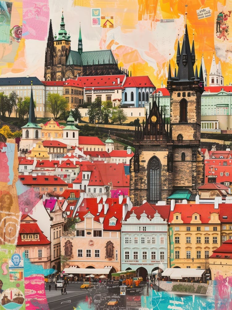 Prague   Retro Collage Style 3