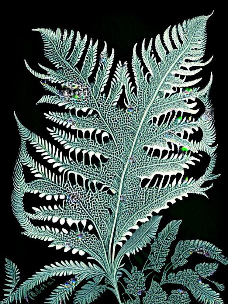 Silver Lace Fern 5 Vintage Botanical Poster