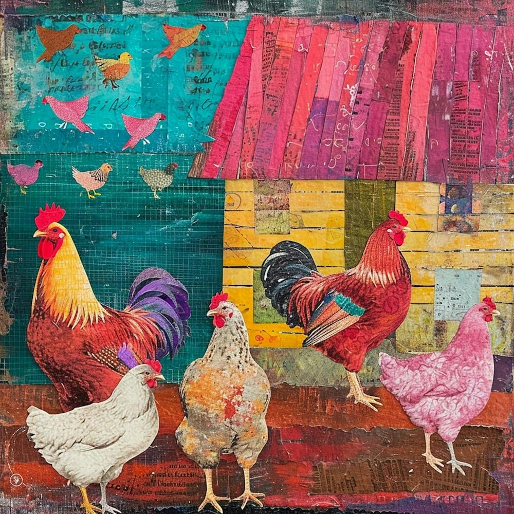 Retro Kitsch Rooster Collage 2